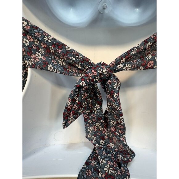 Japna Womens Cropped Long Sleeve Blouse Size S Multiicolor Floral Tie-Back Chic - Picture 8 of 12